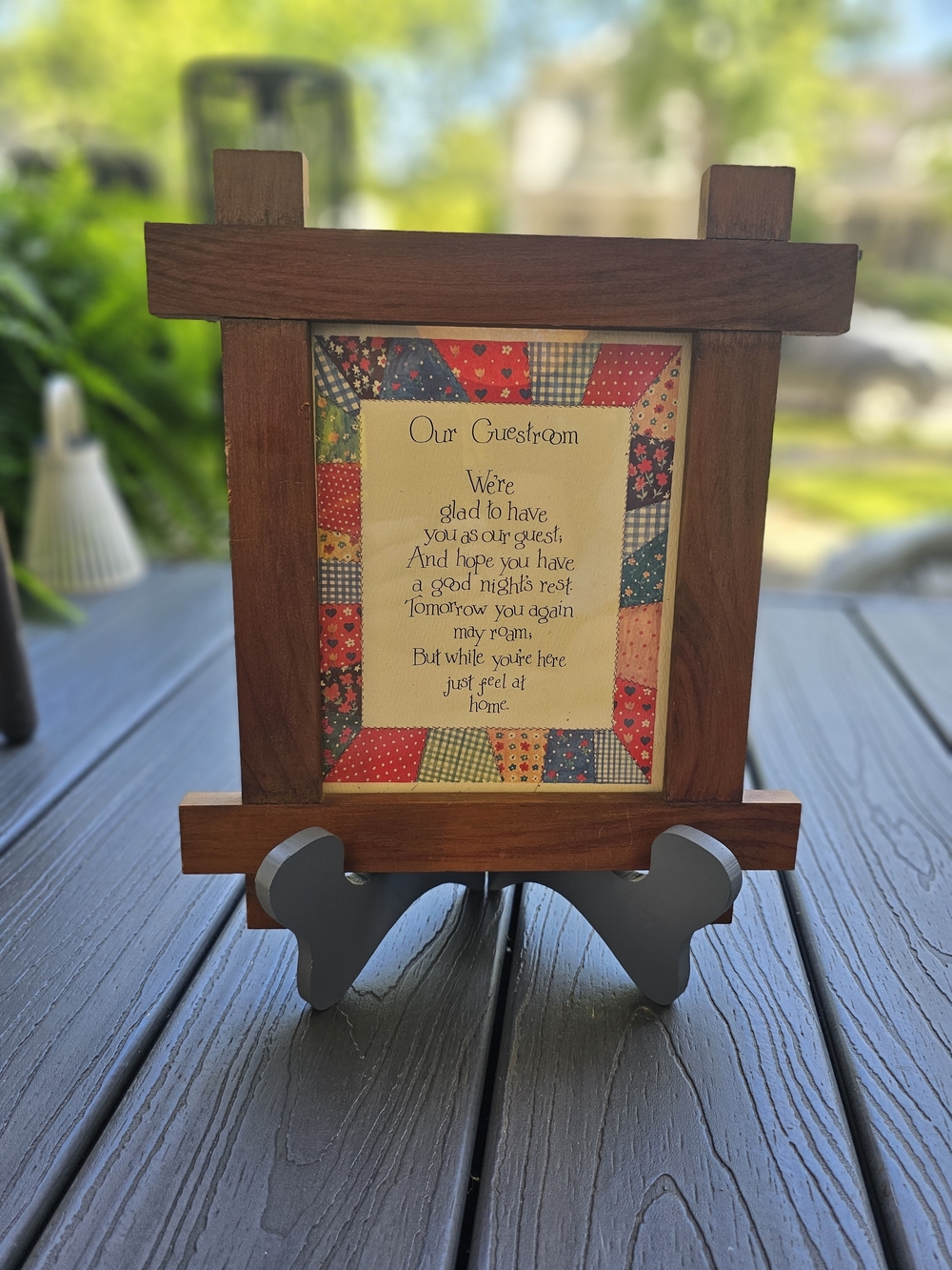 Vintage 1970s "Our Guestroom" Slide-In Wooden Picture Frame